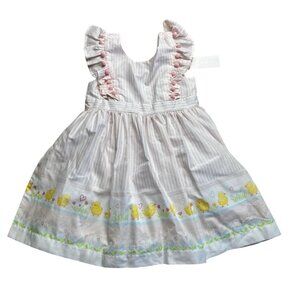 Maggie & Zoe New Pink Pinstriped Pom Pom Chick Dress Size 24 Months